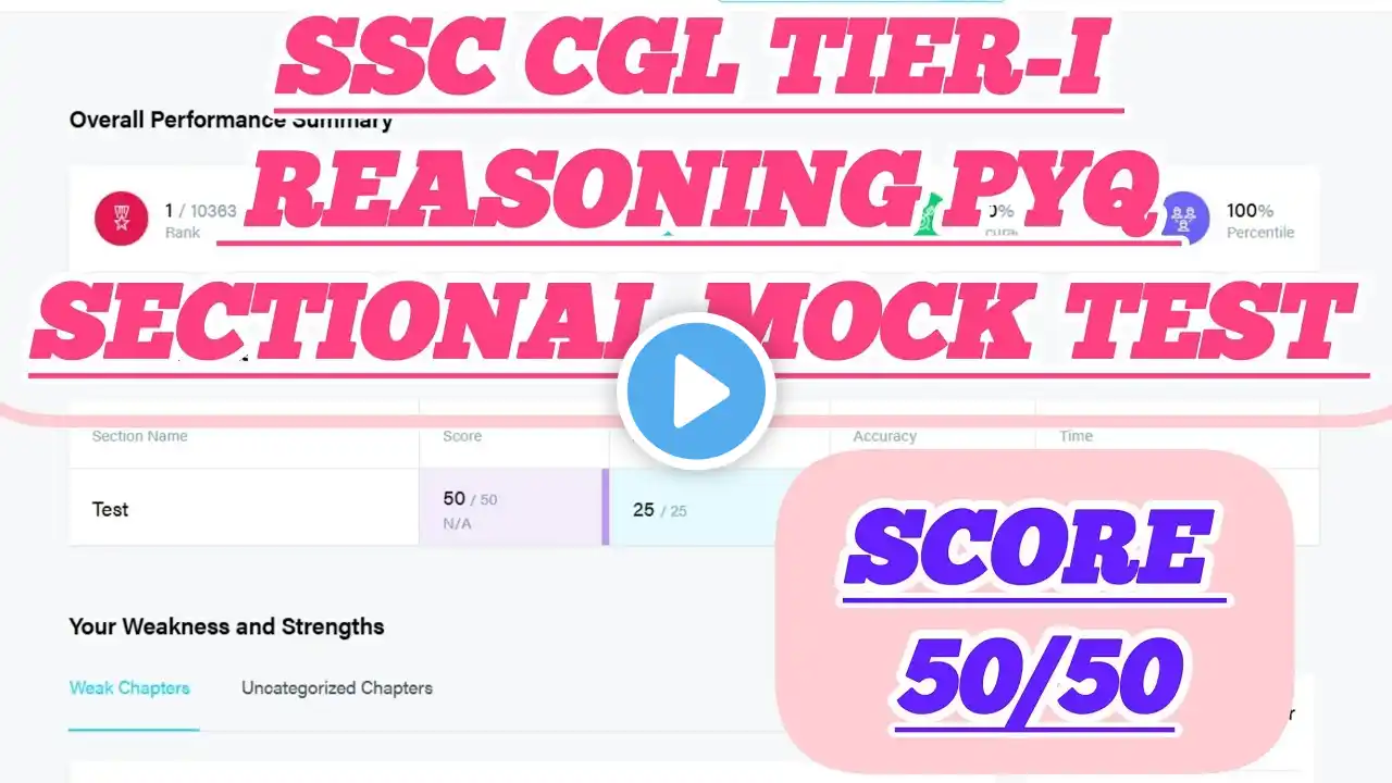 SSC CGL Tier-I Reasoning PYQ Sectional Mock Test (Held On: 2 Dec 2022 Shift 2)#ssc #mocktest #ssccgl