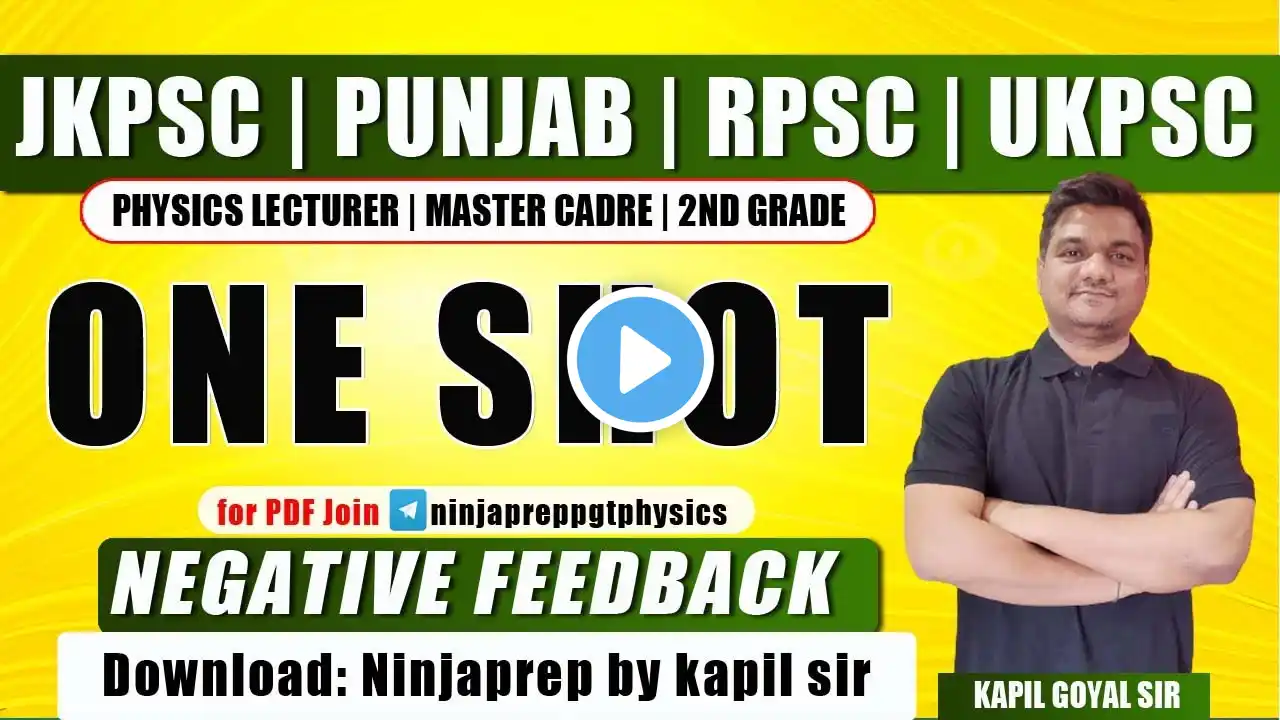 Negative Feedback one shot - electronics physics | Jkpsc | Rpsc | ukpsc | punjab master / lecturer