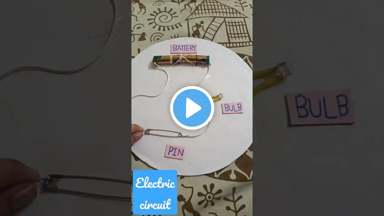 Electric circuit made with bulb , wire , battery and pin #shorts