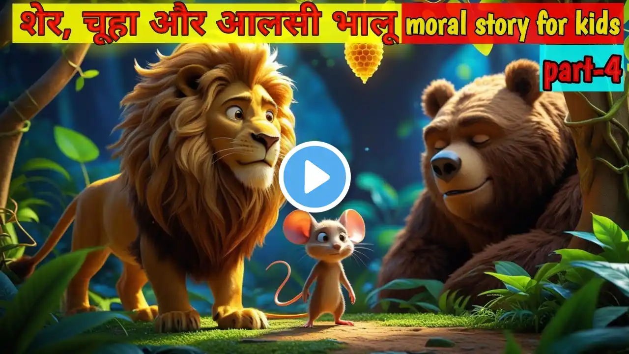 शेर, चूहा और आलसी भालू  की कहानी | Jungle story | Helping others #helping#trending