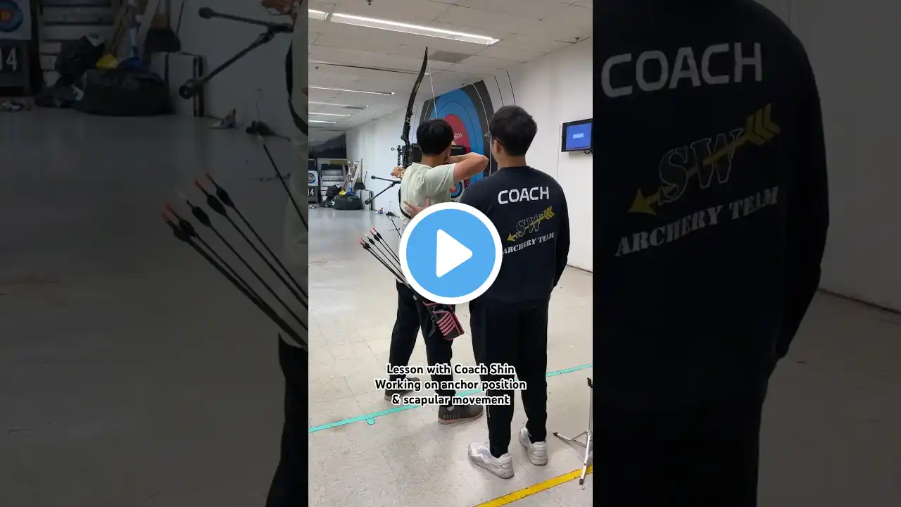 미국에서 양궁하기: Lesson with Coach Shin. Working on anchor position & scapular movement