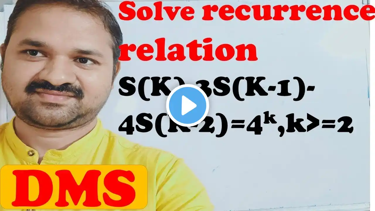 Solve Non  Homogeneous Recurrence Relation || S(K)-3S(K-1)-4S(K-2)=4^k || DMS || MFCS || DMGT