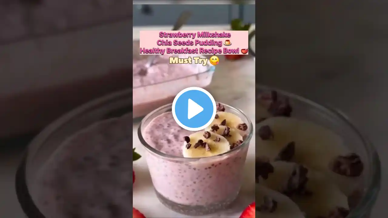 Easy Strawberry Milkshake Chia seed Pudding 😋 🍮#recipe Healthy Breakfast Recipe #shorts #chiaseeds