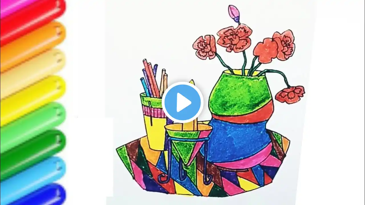 Unbelievable beautiful flower pot and flower coloring pages for kids and toddlers #coloringpages