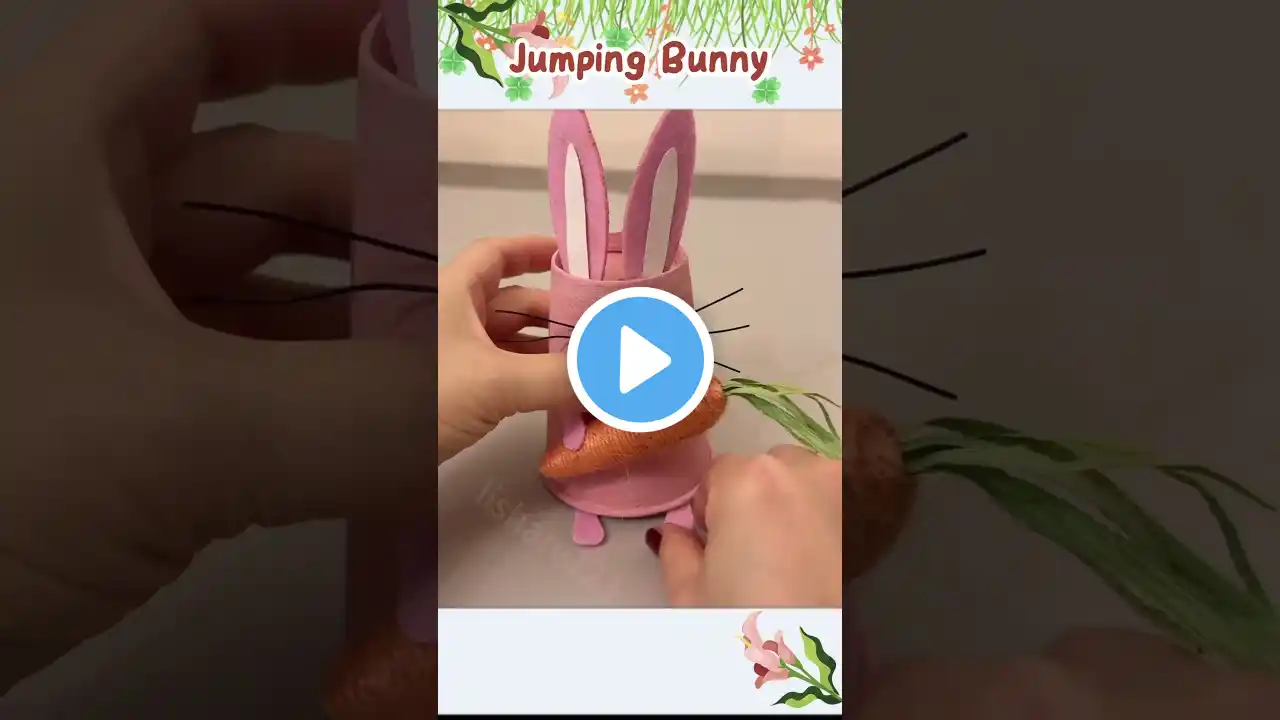 Cute Jumping Bunny Toy Making from Paper Cup #papercupcrafts #eastercrafts