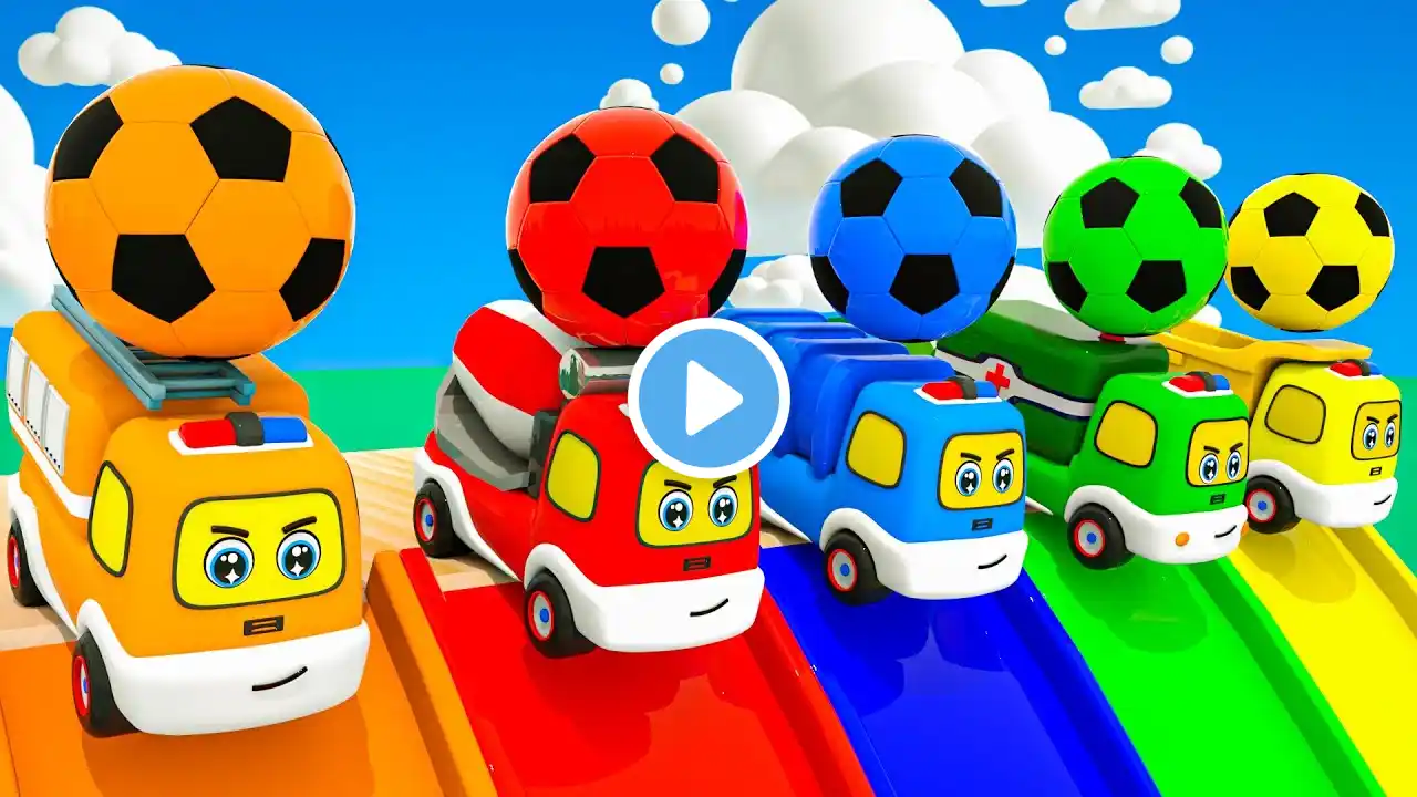 Five Little Cars 🚓 | Nursery Rhymes & Kids Songs | Wheel Craft City