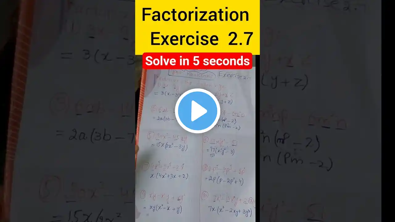 8TH Class Math New Book Exercise 2.7|| Factorization#8thmath #8thmathschapter2
