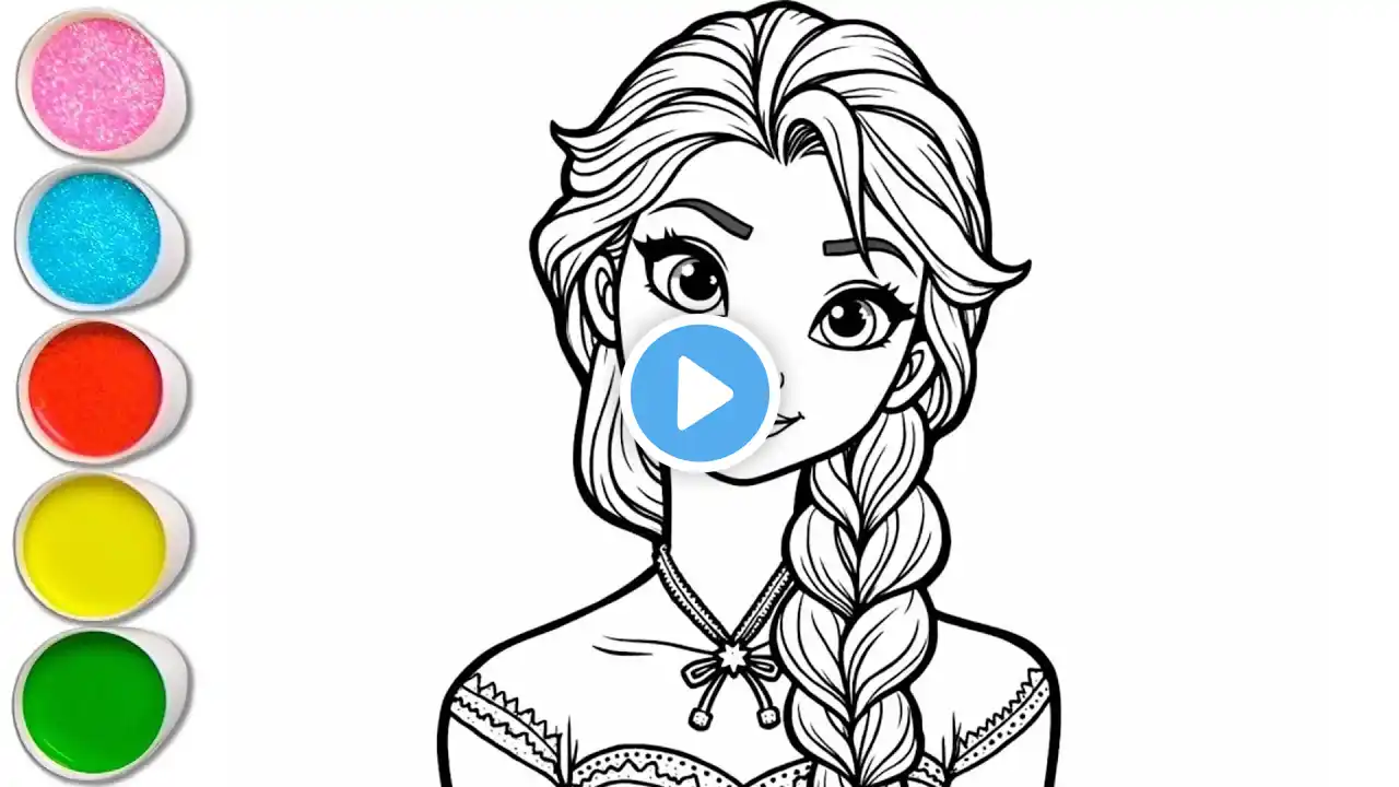 Beautiful Elsa Frozen Drawing for kids, painting & coloring for kids, Toddlers | Let's draw together