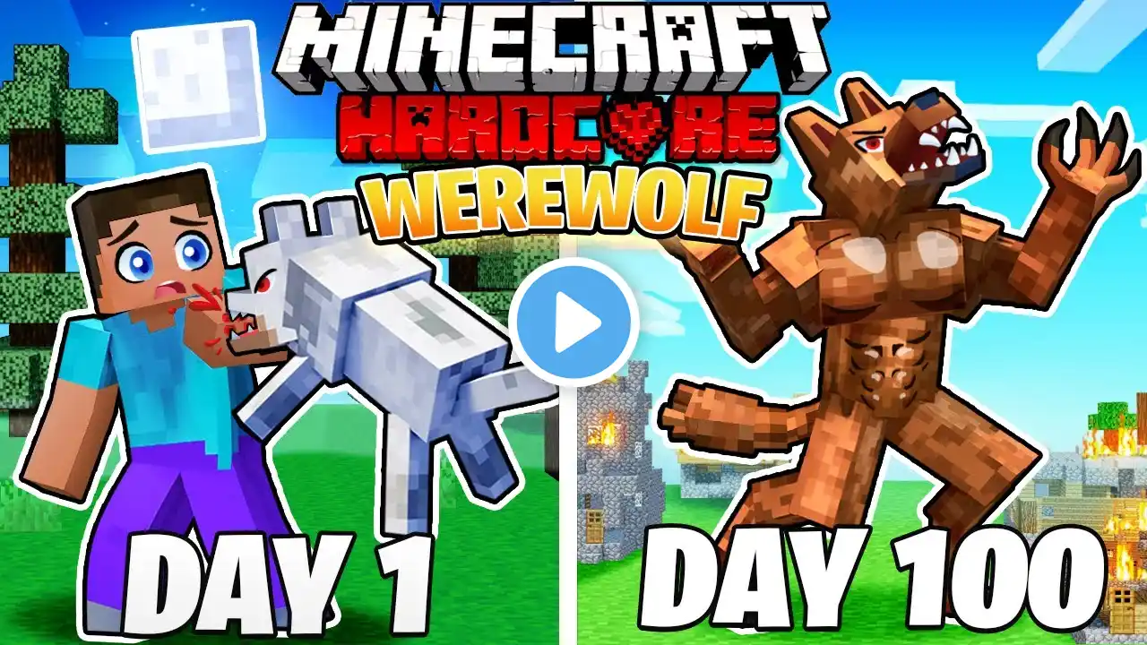 I Survived 100 DAYS as a WEREWOLF in HARDCORE Minecraft!