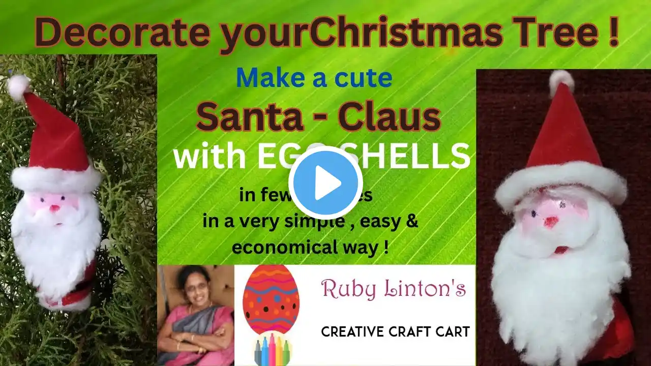 Beautiful SANTA - CLAUS with EGG SHELLS in few minutes! Simple & Easy steps..