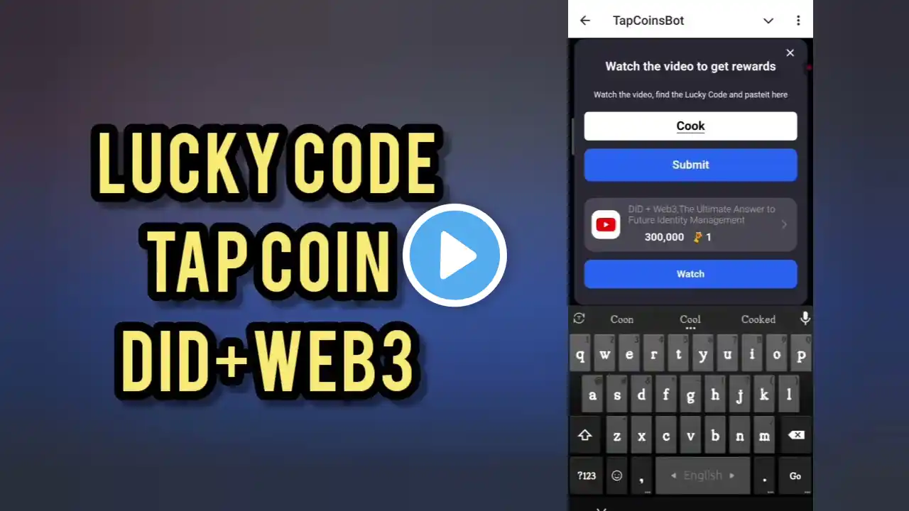 Tapcoin Lucky Code | DID + WEB 3 | Today Tapcoin Lucky Code | AGP