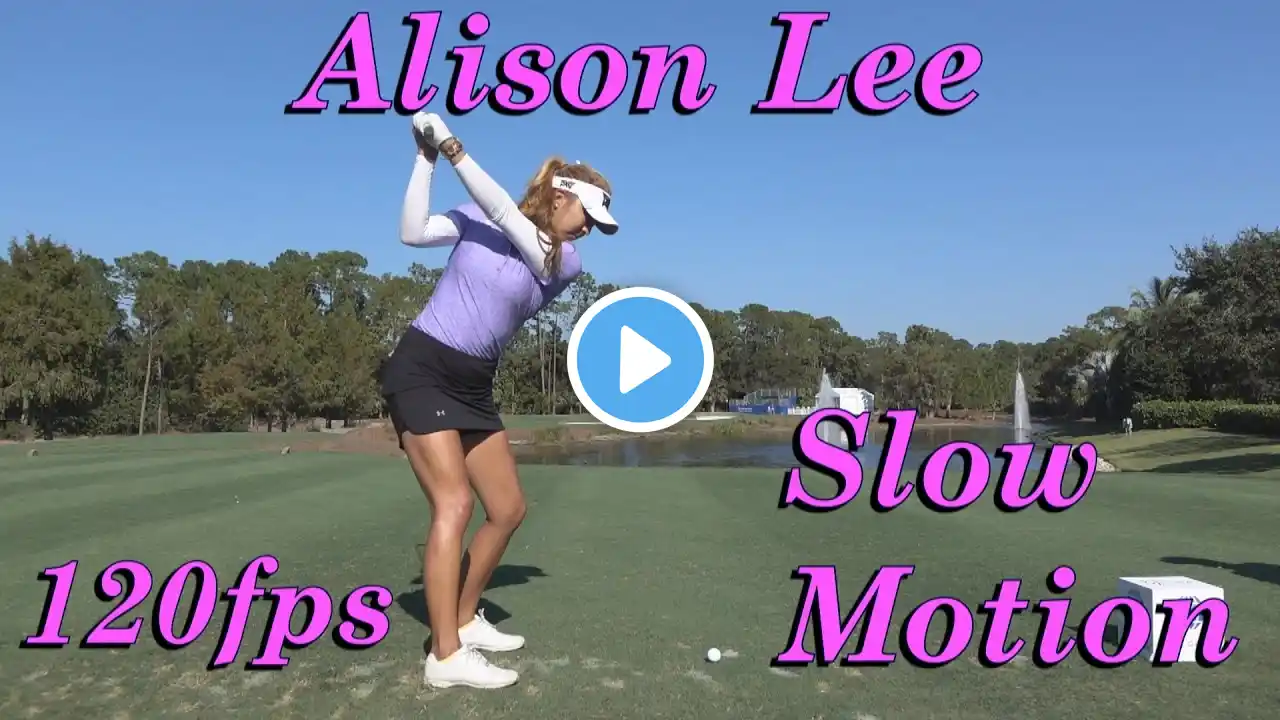 ALISON LEE 120fps CLOSE-UP SLOW MOTION DTL IRON GOLF SWING 1080 HD