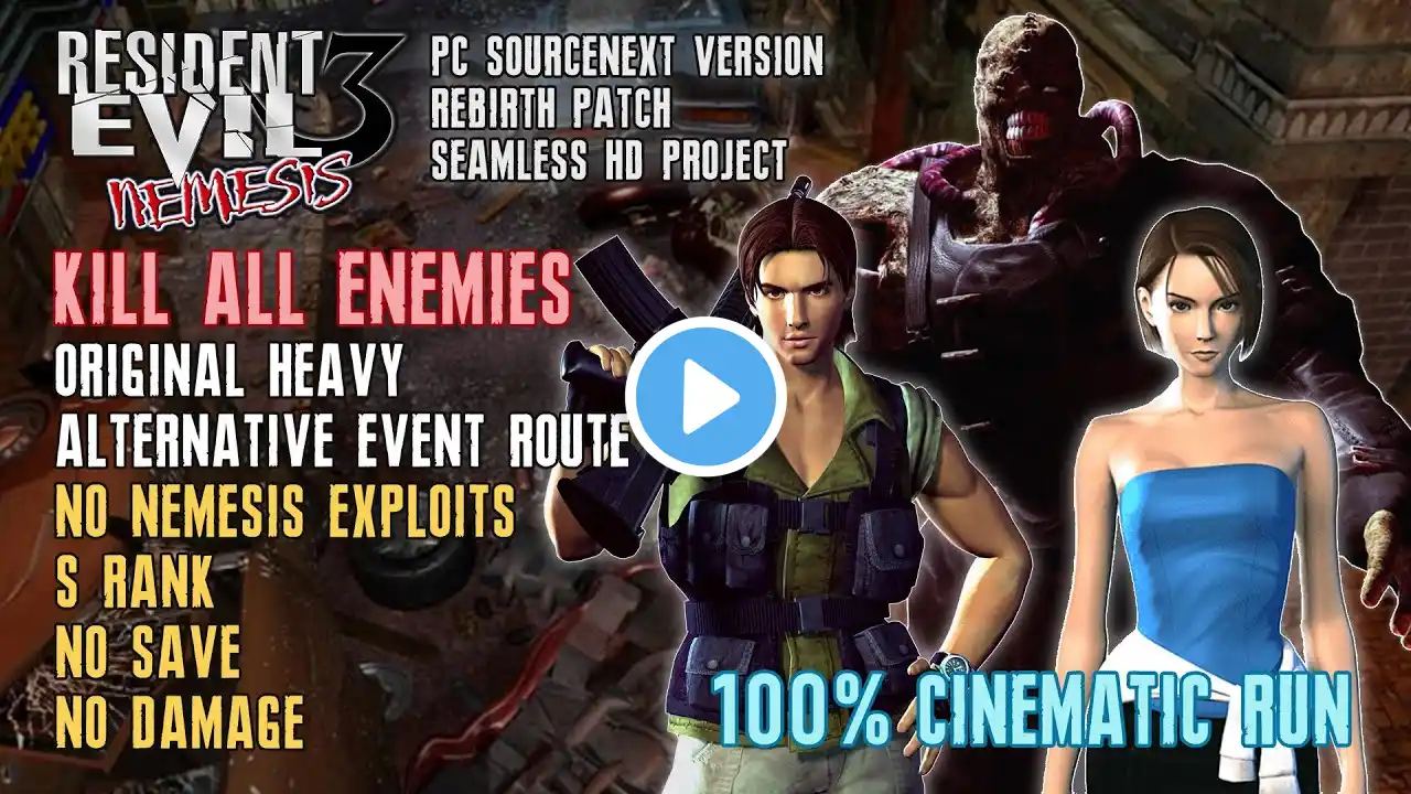 [Resident Evil 3 Nemesis] Kill All Enemies (Alt. Event Route), 100%, Heavy, No Save/Damage, S Rank