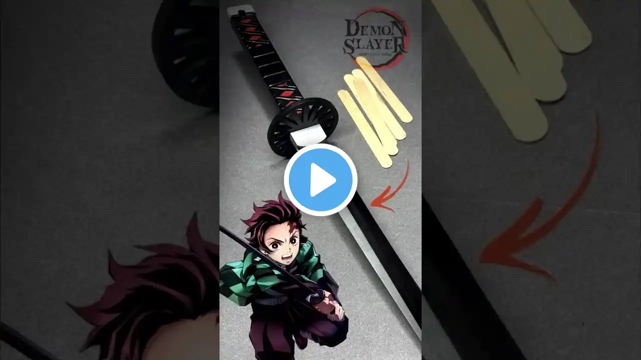 Tanjiro Sword made from Popsicle Sticks #tanjiro #tanjirokamado #nichirinsword #demonslayer