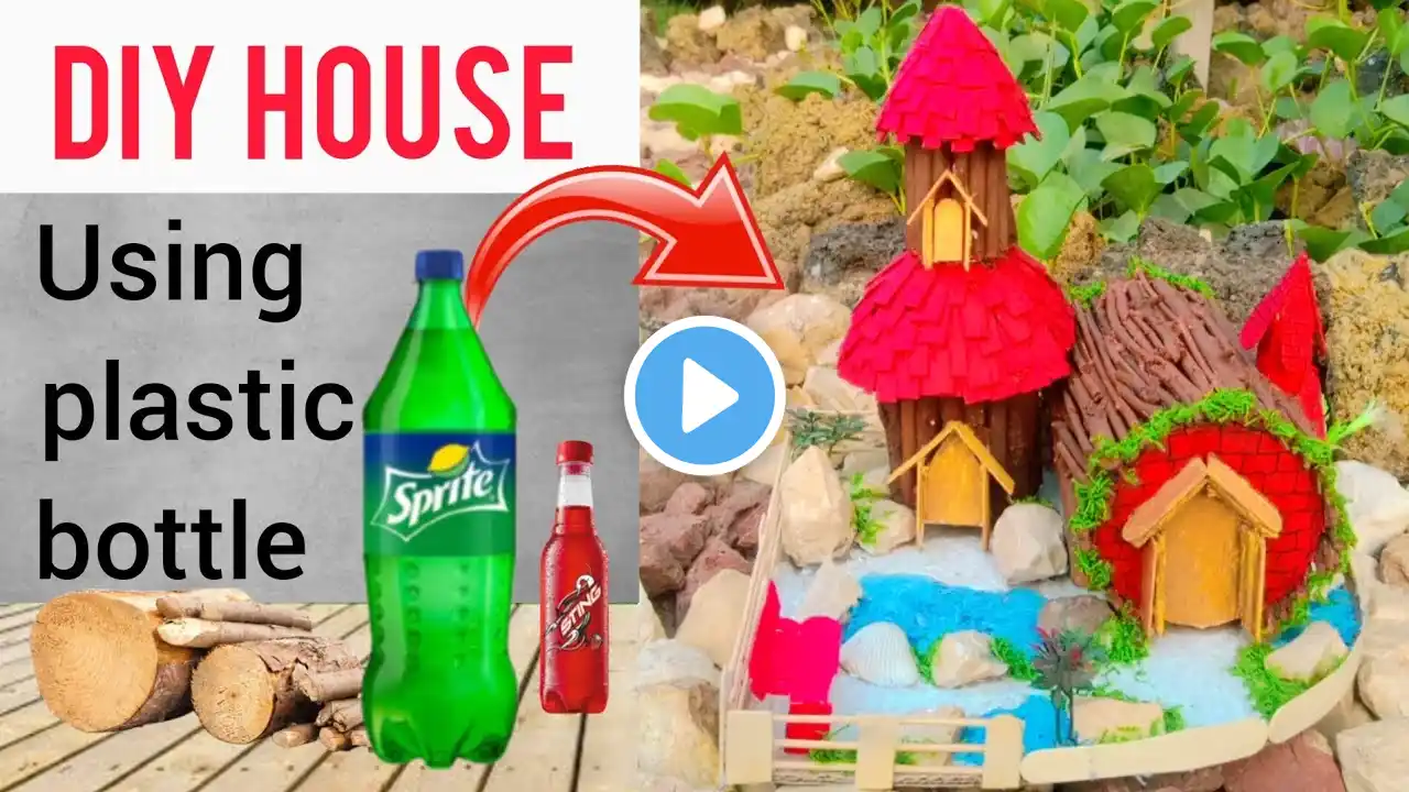 DIY||How to make a house with garden in minecraft ||diy fairy house from plastic bottle ||wood house