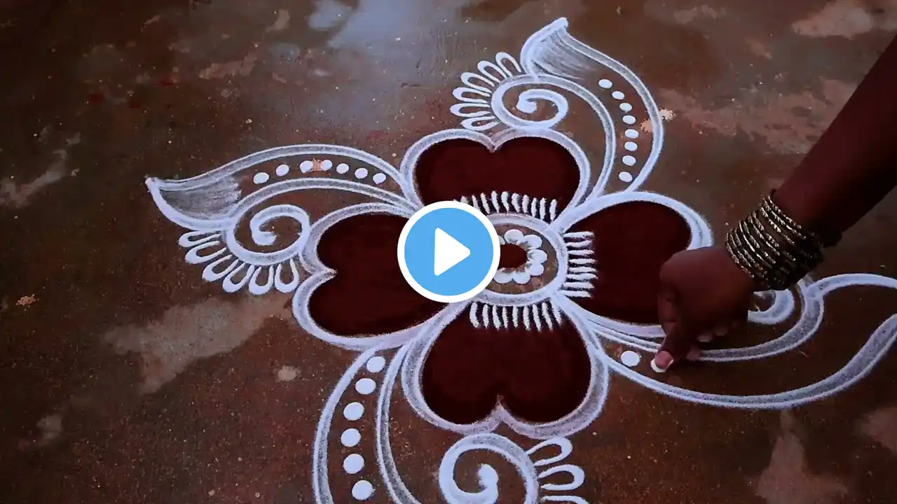 Easy  flowers 🌹 padi flower kolam  3*1 🌹maasi madham rangoli  🌹special kolam  🌹pandaga diya muggulu