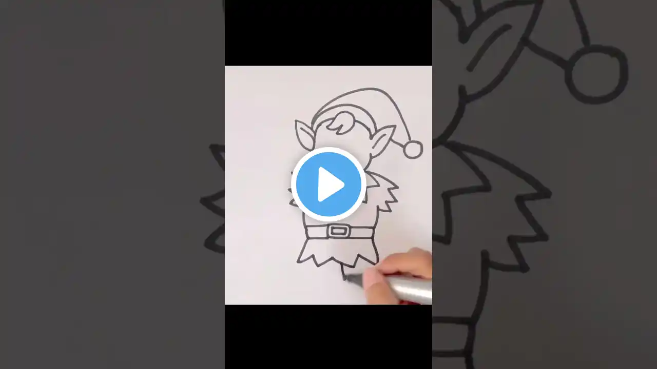 Draw Elf | Christmas | Easy funny drawings of cartoons