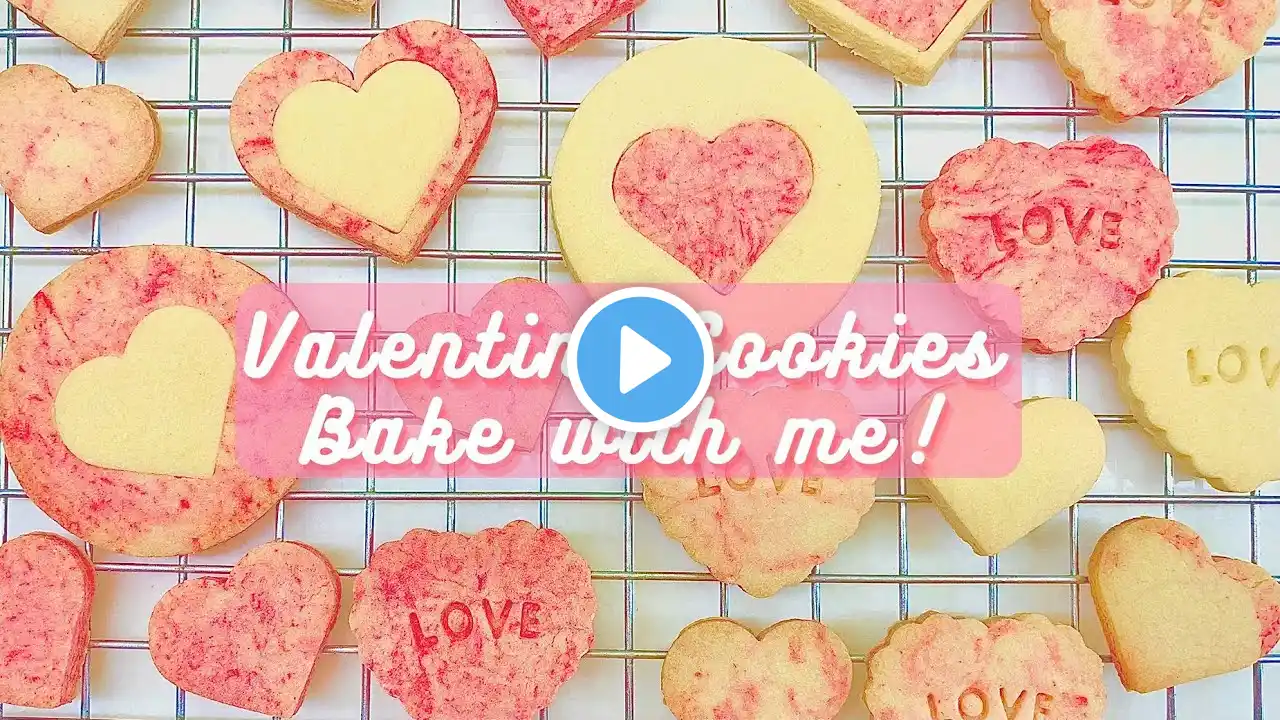 Valentine Butter Cookies | Marble cookies, Stamped cookies | Bake with Me!