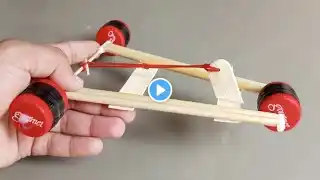 How To Make A Rubber Band Powered Car ✓ DIY A Car with popsicle sticks