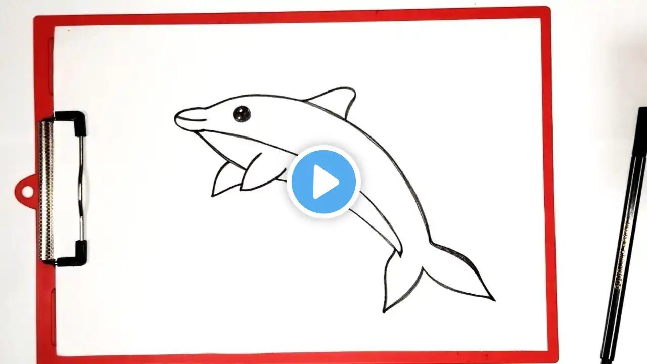 Cartoon Dolphin drawing || How to draw a cartoon dolphin drawing || Easy Drawing a dolphin