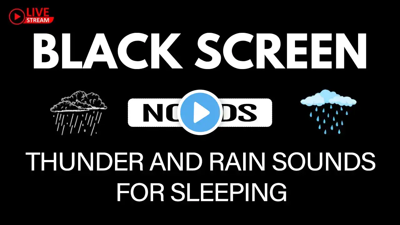 🔴 THUNDER and RAIN Sounds for Sleeping BLACK SCREEN | NO ADS | Sleep and Relaxation | Nature Sounds