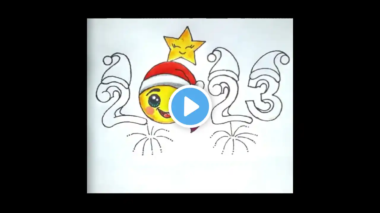 2023 Drawing Easy With Colour|Happy New Year 2023 Drawing π