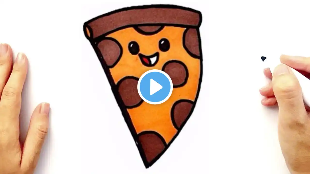 How to draw a cute pizza or slice Pizza