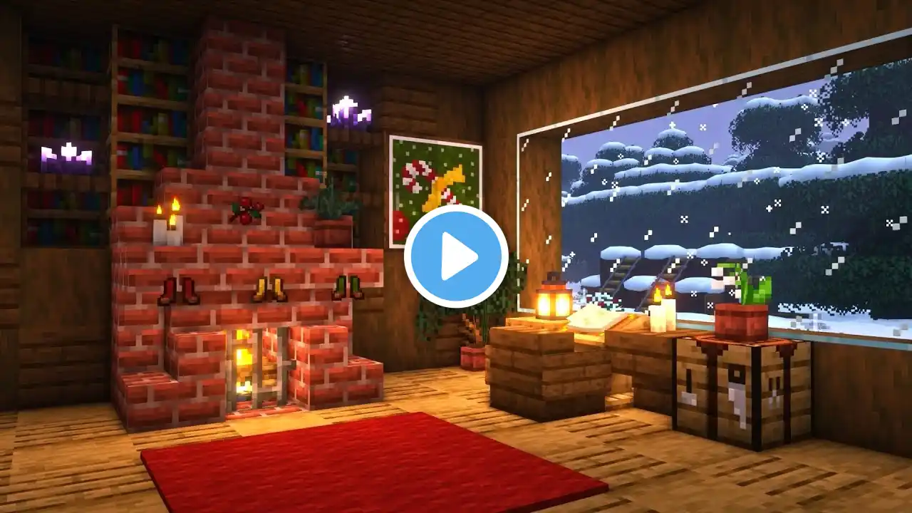 Minecraft Relaxing Fireplace & Snowstorm Ambience w/ C418 Music