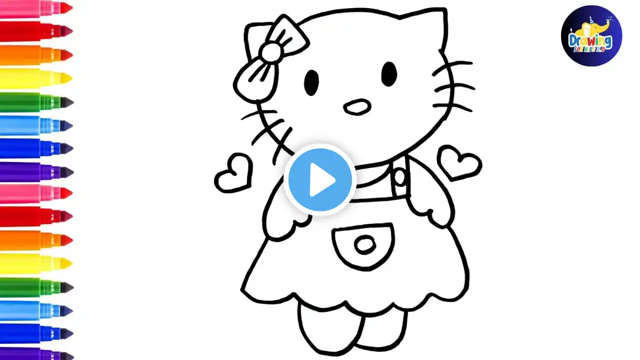 Easy Way To Draw Hello Kitty For Kids | How To Draw Hello Kitty