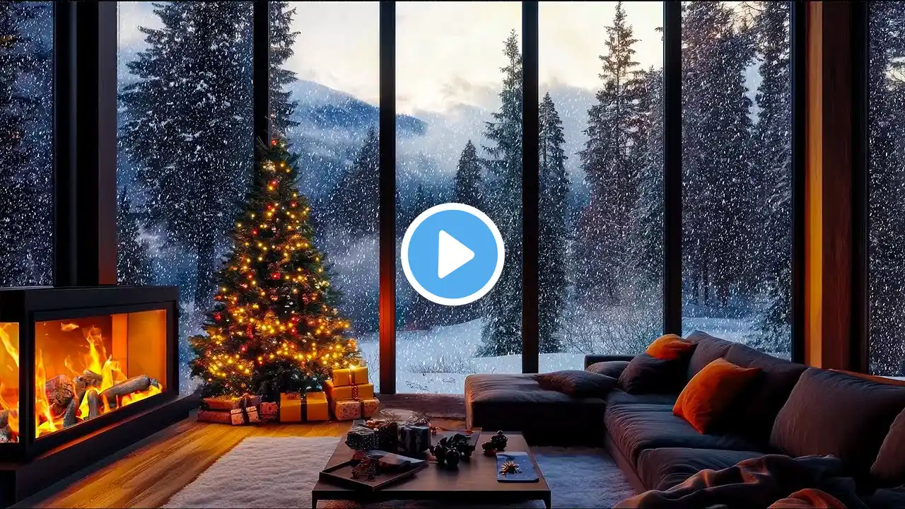 🎄 Cozy Christmas Day 2025 | Smooth Jazz Playlist, Fireplace & Snowfall Ambience for Relaxation ❄️🔥