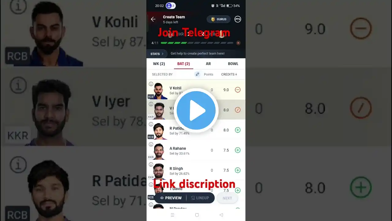 kkr VS RCB DREAM 11 prediction 2025 #ipl #dream11 #viral #fantasy