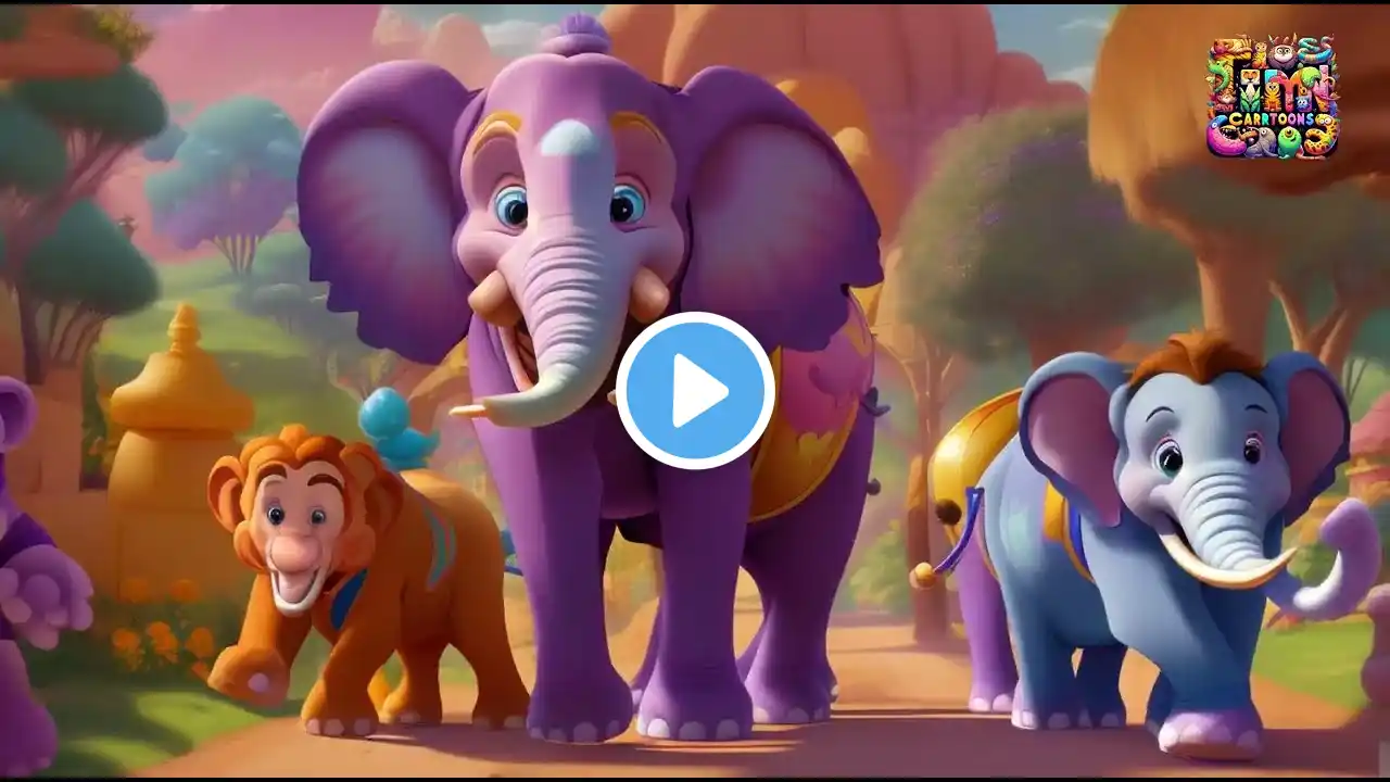 Purple Elephant's Whimsical Dance Party | Cartoon Animal Rhyme for Kids