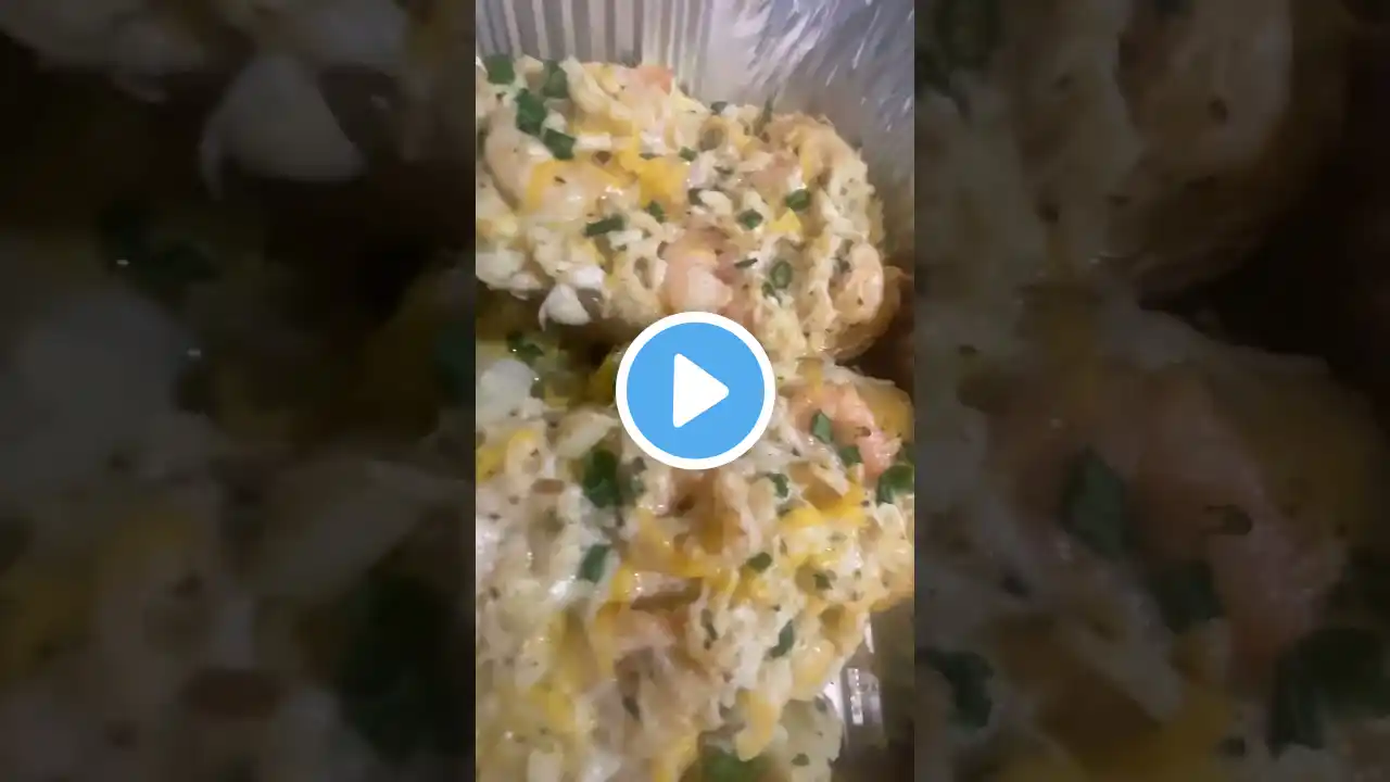 Loaded Seafood Baked Potatoes #shrimp #crab