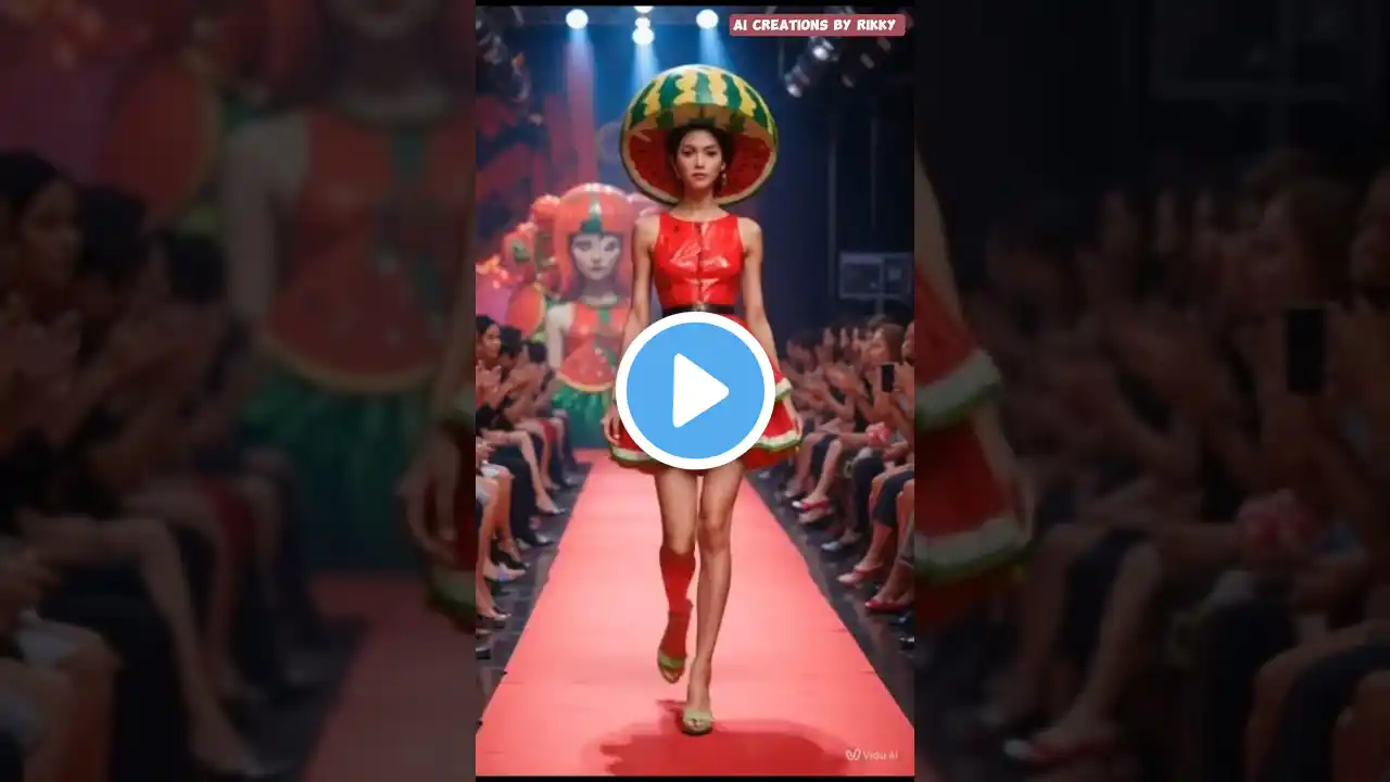 Whimsical Watermelon Dress:  Fruit themed Fashion show on the runway #runwaykids  #aicreativity