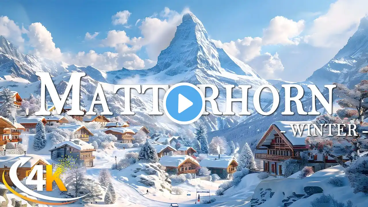 Matterhorn Winter 4K ❄️ Enchanting Alpine Wonderland • Stunning Scenery with Calming Music