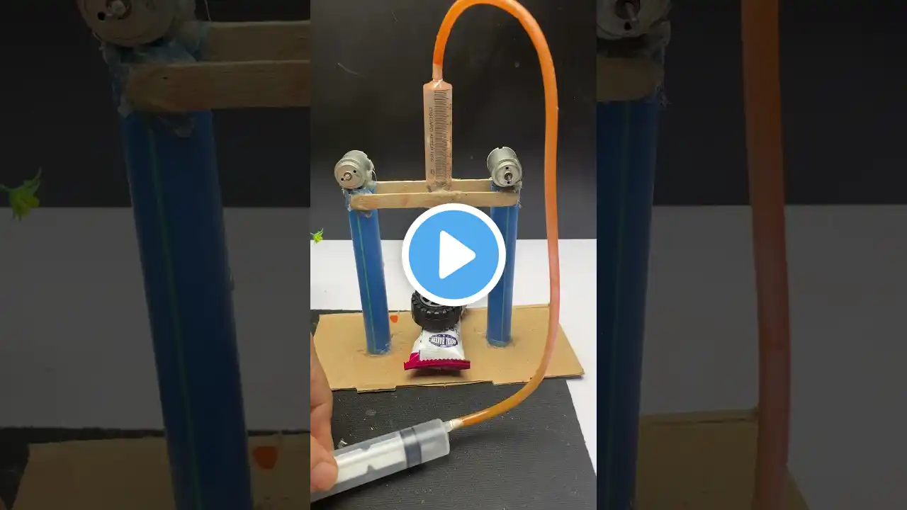 Hydraulic pressure machine project #dcmotor #hydraulic #tech #science #experimnent #toys #diy #dc