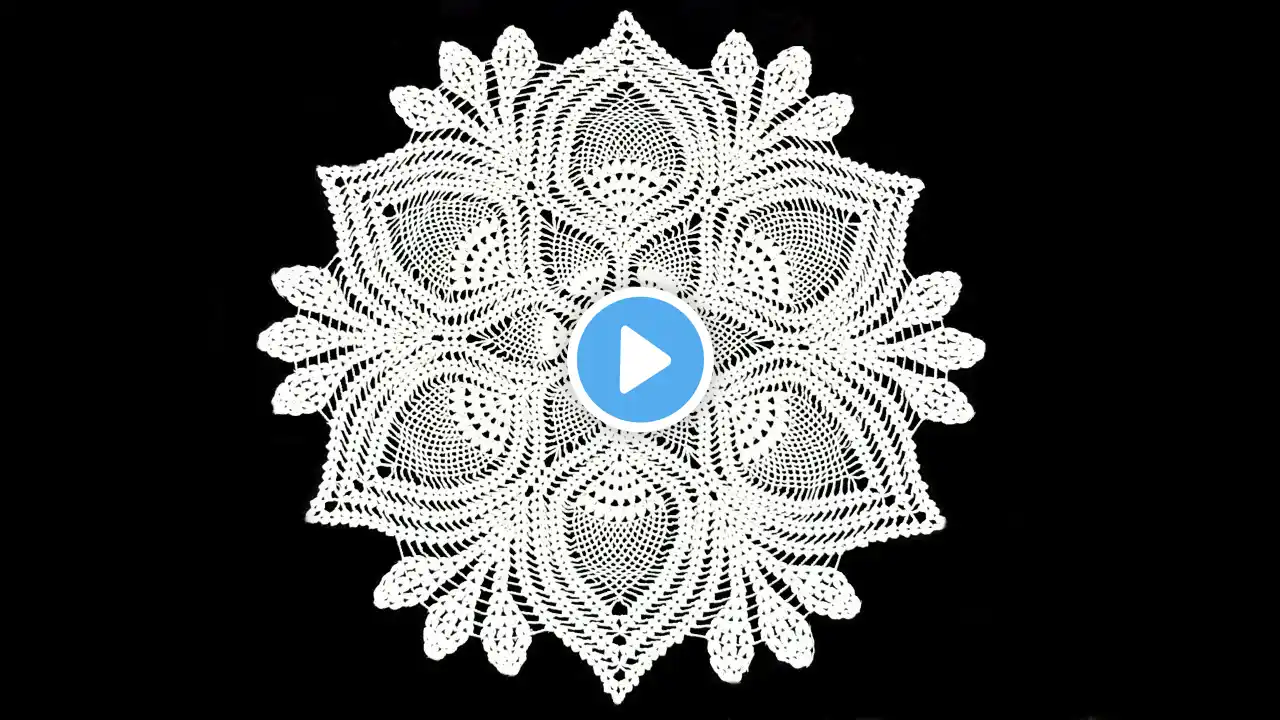 Crochet pineapple doily part 1( English subtitle is available )  كروشيه مفرشة أناناس الجزء الأول