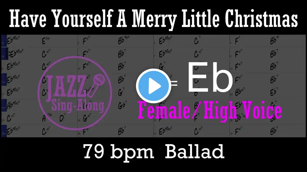 Have Yourself A Merry Little Christmas - a backing track with Intro + Lyrics in Eb (Female)