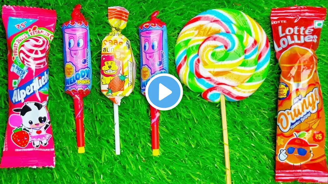 Satisfying video Asmr lollipops candy and chocolate gummy candy unboxing video Asmr.