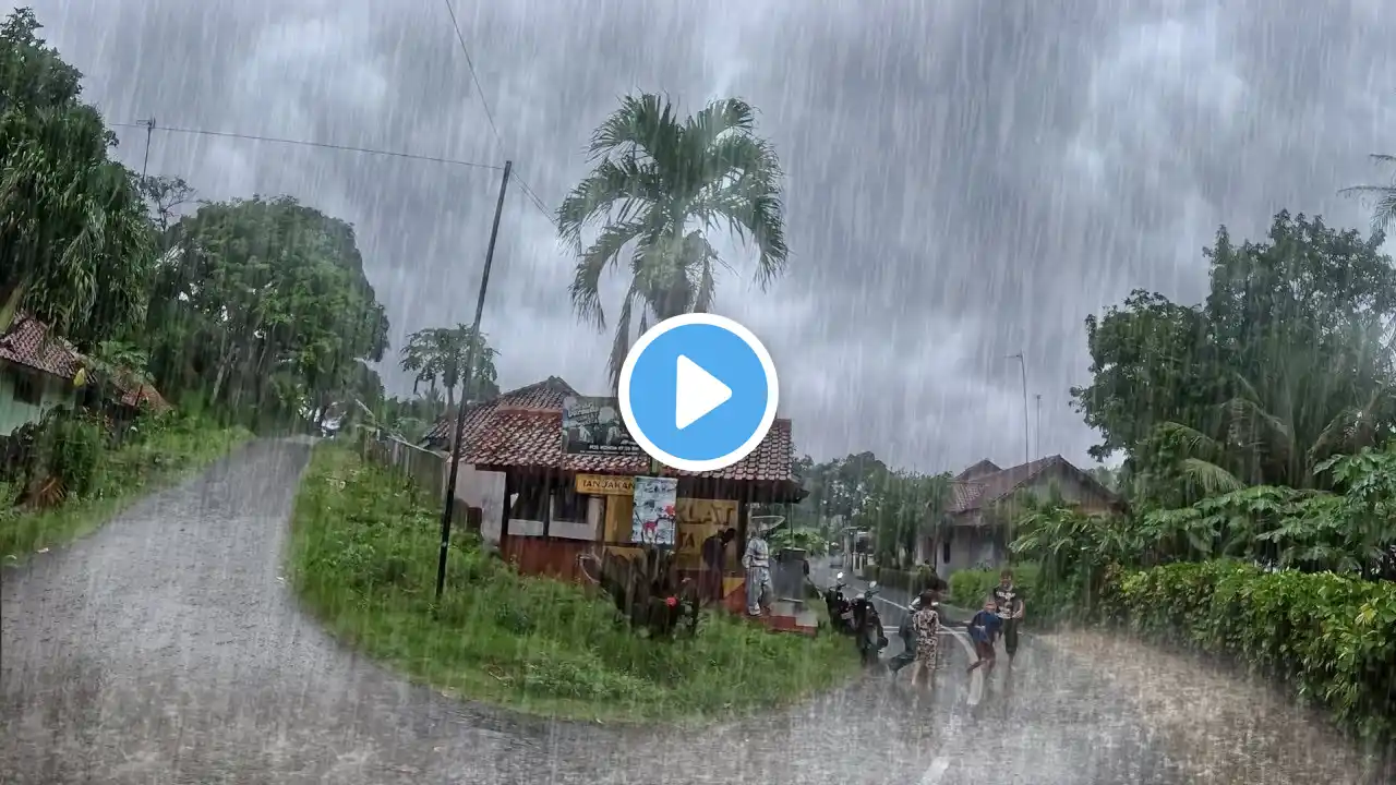 Heavy Rain strong THUNDER  in village Small hill|Sleep Very refreshing|For insomnia Very refreshing