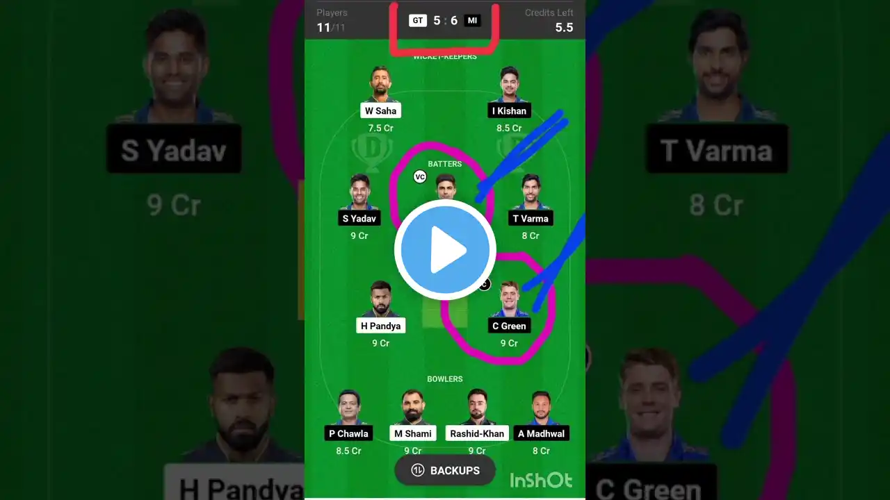 GT vs MI  Dream 11 prediction#shorts #mi#srh#pk#gt#ipl#csk #dream11#ipl2023,#trending#viratkohli