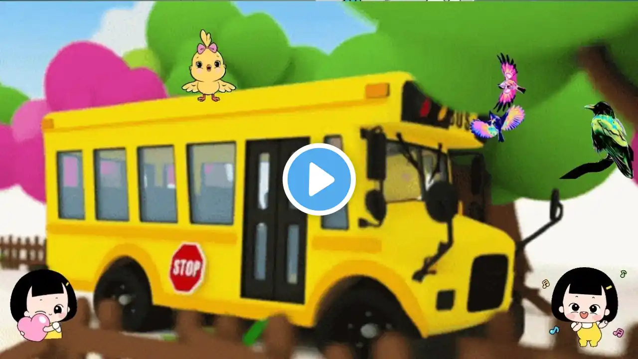 Wheels on the Birthday cartoon Bus Song! Happy Birthday by kids club rhymes!  | Nursery Rhymes