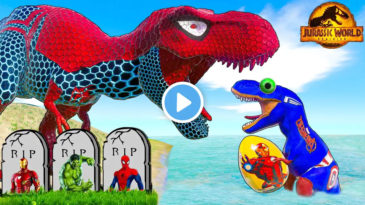 Epic Tyrannosaurus Rex vs Pro 8 Superhero Dinosaurs ALL Dinosaur Evolution T-Rex vs Spinosaurus