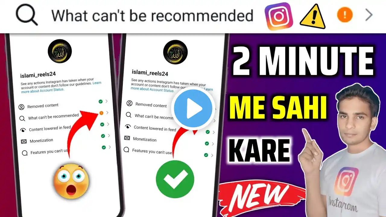 what can't be recommended on instagram | instagram account status problem