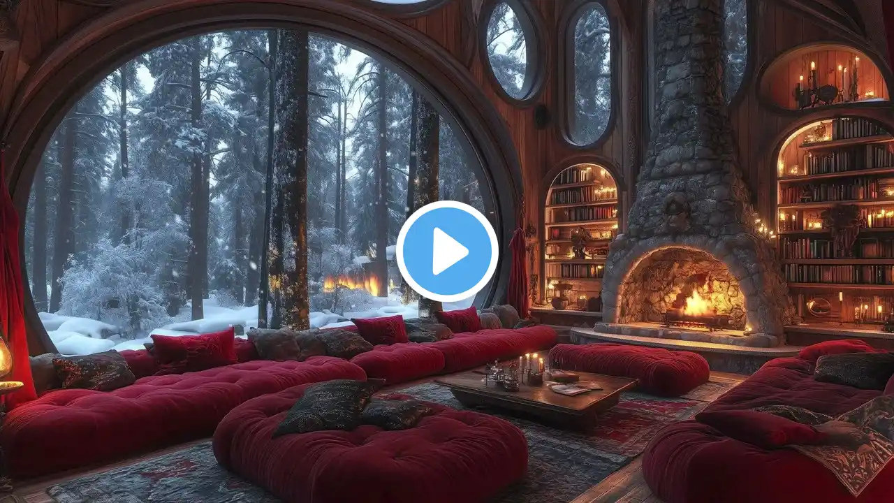 Cabin Nights: Snowstorm & Fireplace Ambience for Deep Sleep & Stress Relief