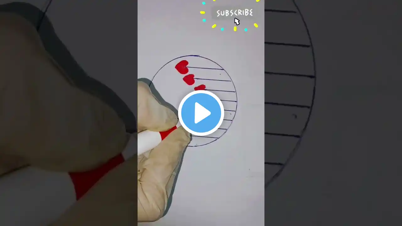 Cricle Drawing red heart ♥️ beautiful drawing scenery in circle drawings#drawing#shorts #viralvideo