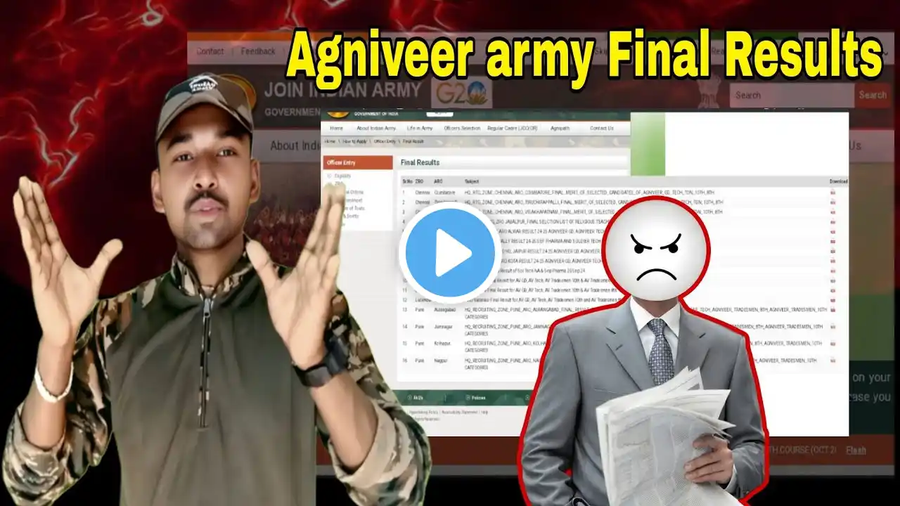 Agniveer army Final Results.... indian army final result All ZRO final result