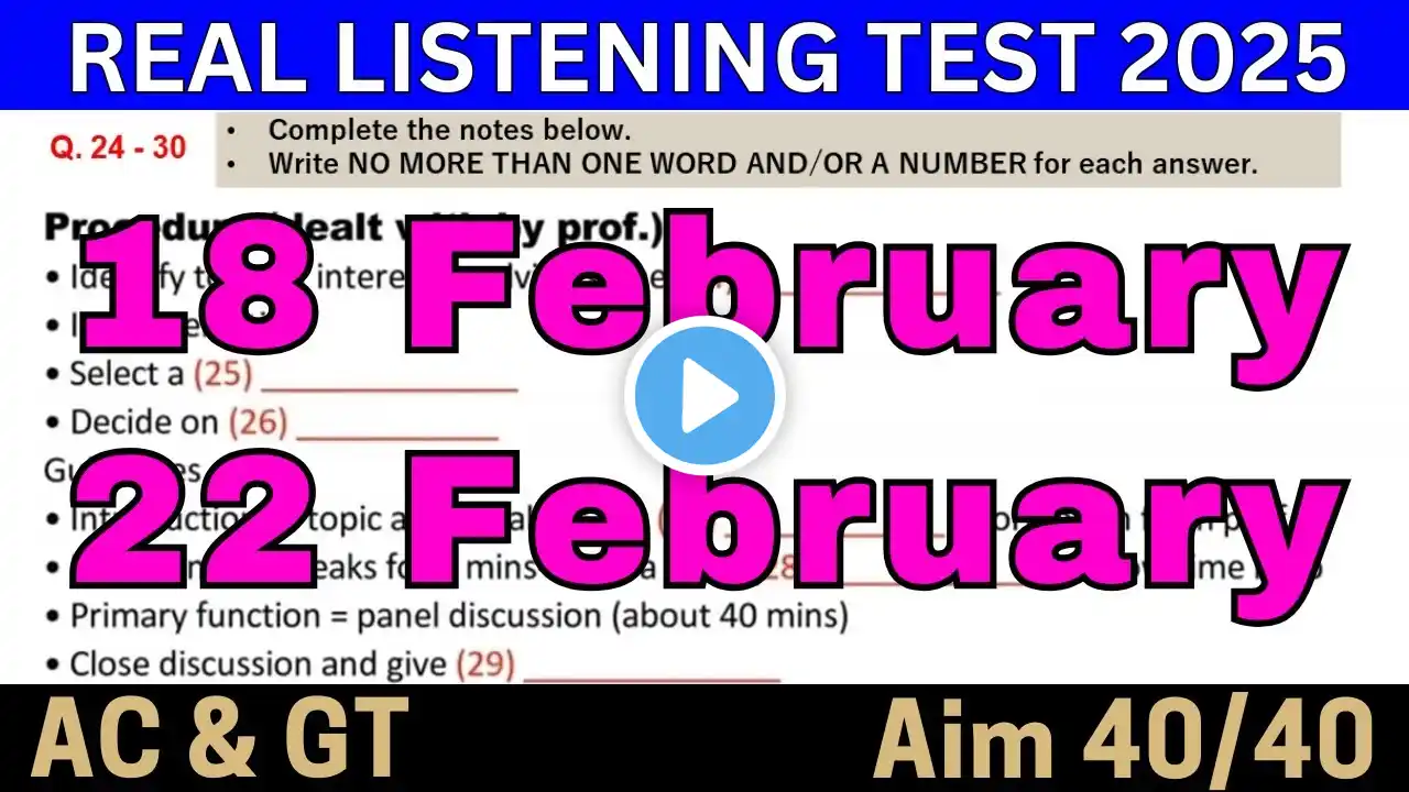 18 & 22 FEBRUARY 2025 IELTS LISTENING TEST WITH ANSWERS | BC & IDP