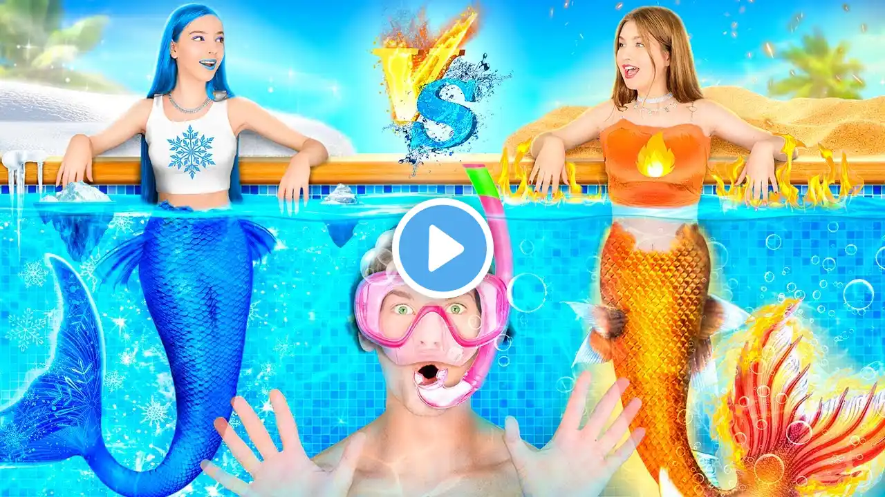 Hot VS Cold Mermaid Twins || Sisters Became Mermaids