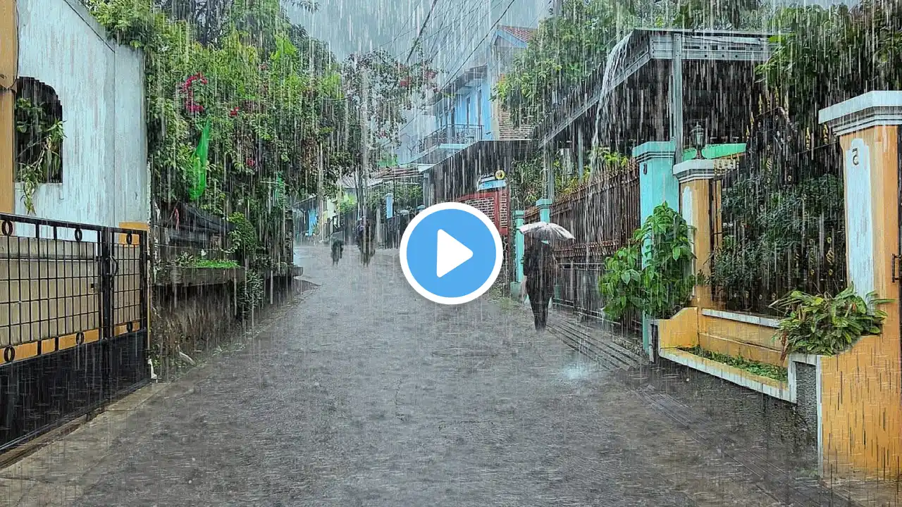 Heavy Rain in My Village | calm your mind, sleep faster, therapy Insomnia with rain sounds, ASMR